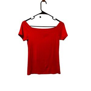 🌸3/$15🌸Bright Red Wide Neck Womens T-Shirt Small